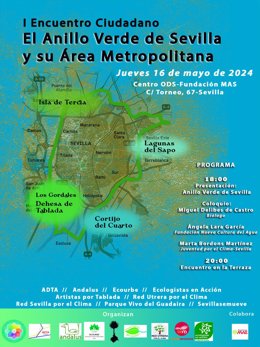 Cartel del I Encuentro Ciudadano sobre el Anillo Verde Metropolitano de Sevilla.