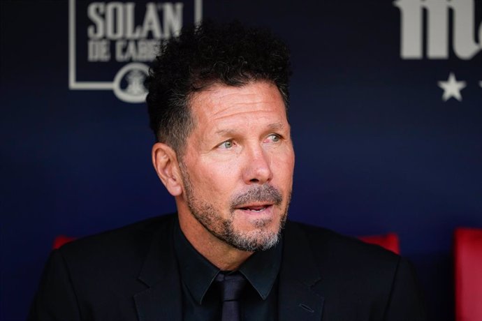 Diego Pablo Simeone, head coach of Atletico de Madrid, looks on during the Spanish League, LaLiga EA Sports, football match played between Atletico de Madrid and Celta de Vigo at Civitas Metropolitano stadium on May 12, 2024, in Madrid, Spain.