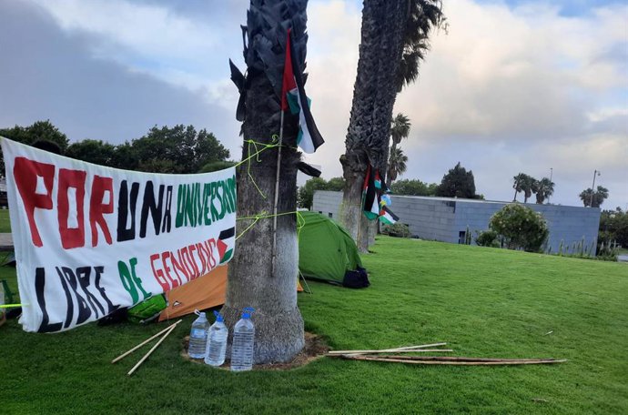 Campamento de estudiantes en el Campus de Guajara de la ULL en protesta contra el genocidio en Gaza