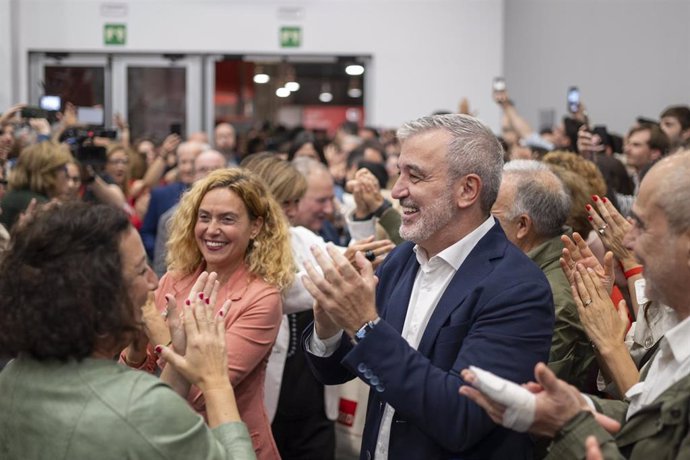 El alcalde de Barcelona, Jaume Collboni, en la noche electoral del 12 de mayo tras la victoria del PSC.