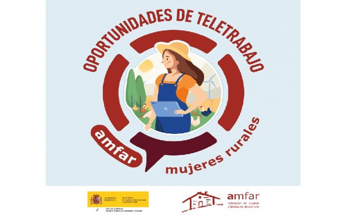 Archivo - Cartel del programa 'Oportunidades del teletrabajo para mujeres rurales' de la Federación de Mujeres y Familias del Ámbito Rural (AMFAR).