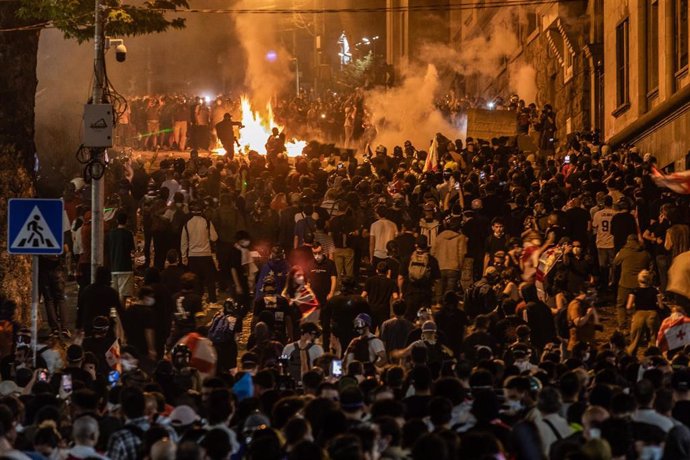 Imagen de archivo de protestas en el Parlamento de Georgia 