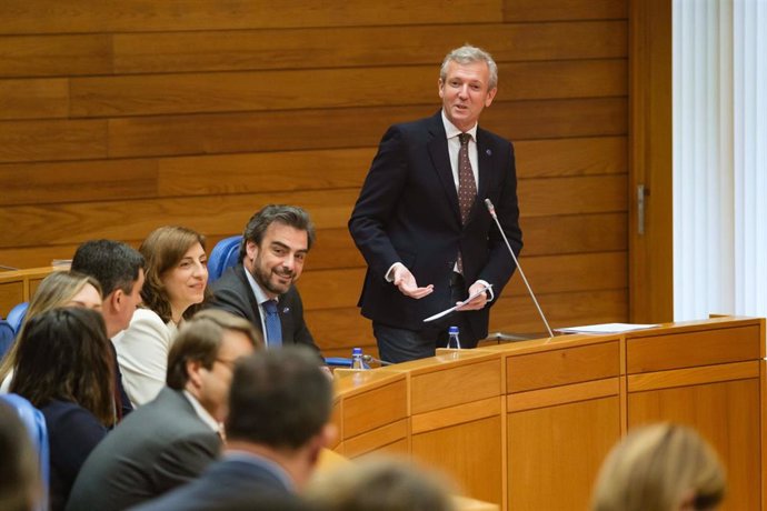 El presidente de la Xunta, Alfonso Rueda, en la sesión de control del Parlamento de Galicia