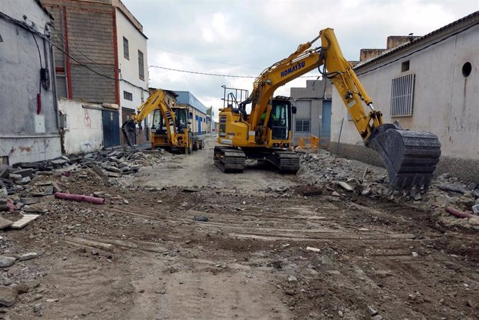 Obras del metro en la calle Santa Lucía