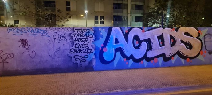 Pintada vandálica del grupo de jóvenes denunciados.