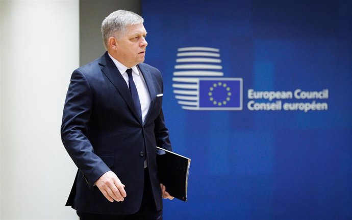 Archivo - El primer ministro de Eslovaquia, Robert Fico, en la sede del Consejo Europeo, en Bruselas.