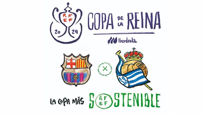 Cartel promocional de la final de la Copa de la Reina de fútbol entre Barça Femení y Real Sociedad que se disputa en Zaragoza