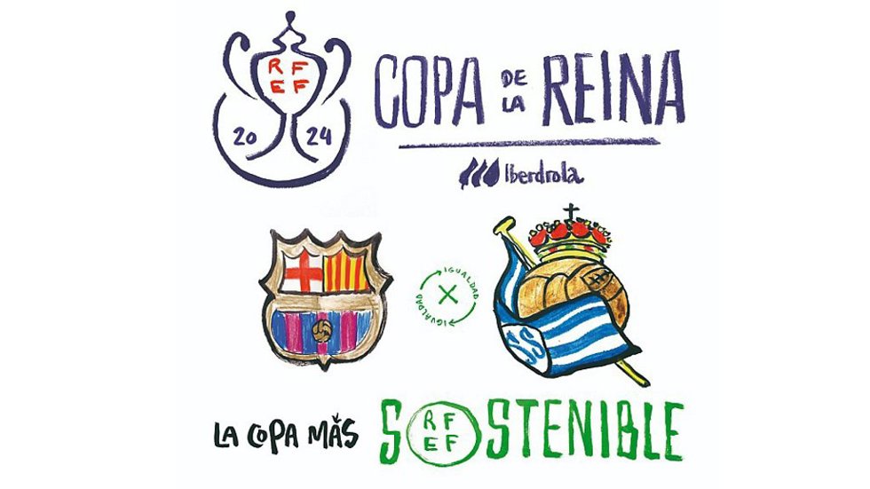 Cartel promocional de la final de la Copa de la Reina de fútbol entre Bara Femení y Real Sociedad que se disputa en Zaragoza
