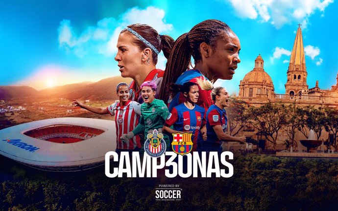 Cartel promocional de la gira del Barça Femení por México, en junio de 2024