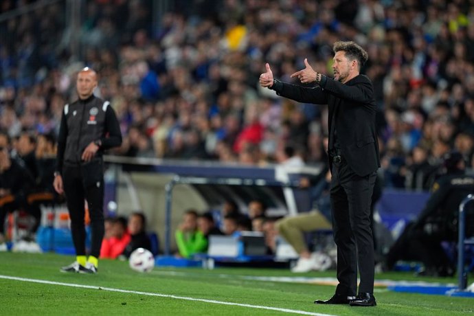 Diego Pablo Simeone, head coach of Atletico de Madrid, gestures during the Spanish League, LaLiga EA Sports, football match played between Getafe CF and Atletico de Madrid at Coliseum de Getafe stadium on May 15, 2024, in Getafe, Madrid, Spain.