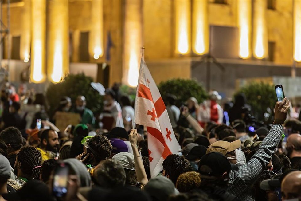 Imagen de archivo de las protestas contra la ley de agentes extranjeros en Georgia.