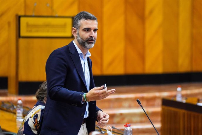 El consejero de Agricultura, Pesca, Agua y Desarrollo Rural, Ramón Fernández-Pacheco, en el Parlamento de Andalucía.