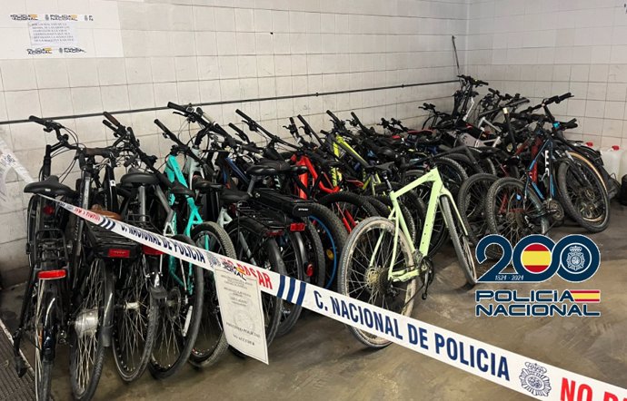 Bicicletas robadas intervenidas en una operación de la Policía Nacional en Marbella.