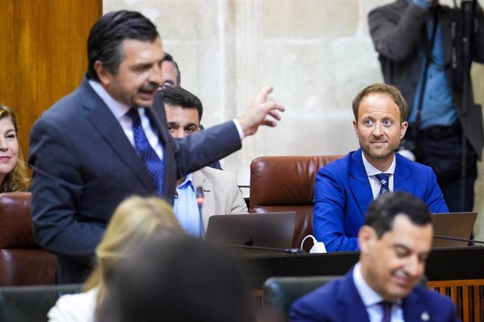 Toni Martín (PP) defiende a Erik Domínguez en el pleno del Parlamento andaluz