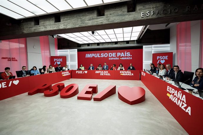 Vista general de la reunión de la Ejecutiva Federal del partido, en la sede del PSOE, a 13 de mayo de 2024, en Madrid (España). 