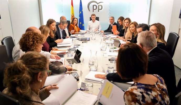 Archivo - El líder del PP, Alberto Núñez Feijóo, preside la reunión del comité de dirección del PP, centrada en el 'caso Koldo'.