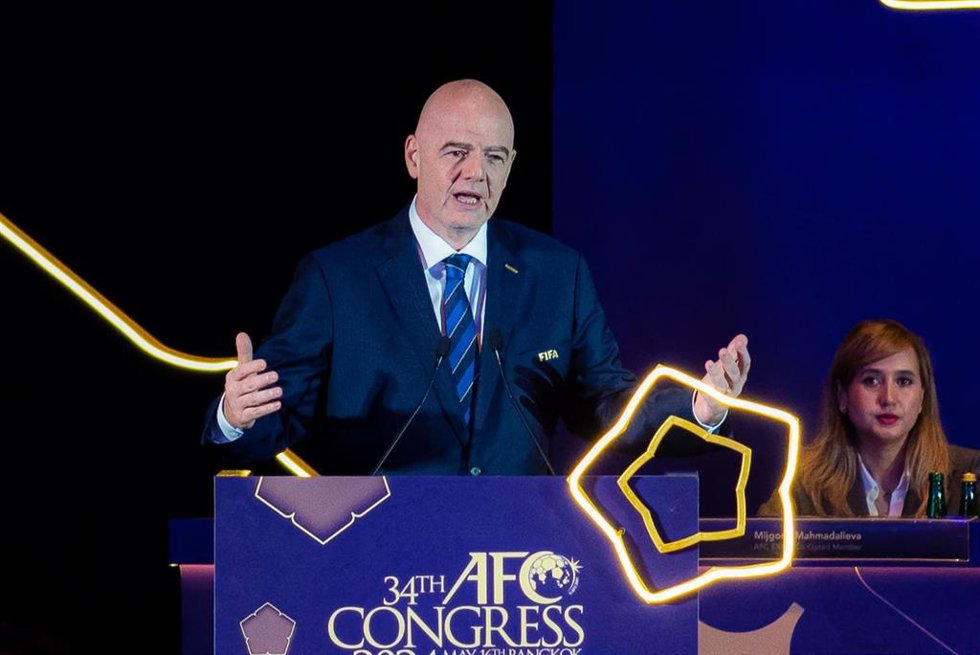 El presidente de la FIFA, Gianni Infantino, en el 34 Congreso del organismo celebrado en Bangkok (Tailandia).