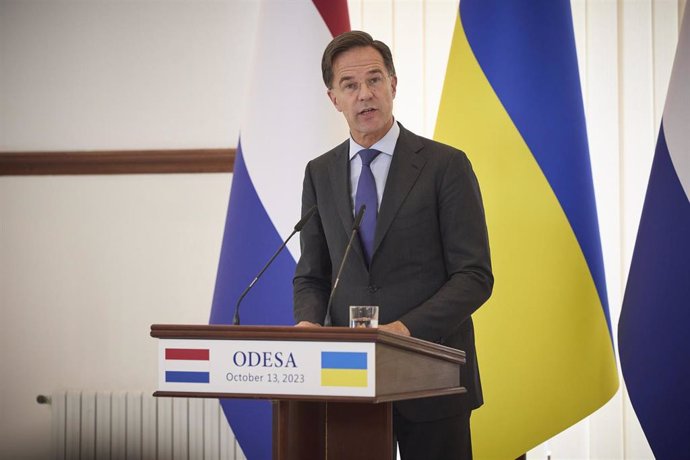 Archivo - October 13, 2023, Odesa, Ukraine: Dutch Prime Minister Mark Rutte responds to a question during a joint press conference hosted by Ukrainian President Volodymyr Zelenskyy, October 13, 2023 in Odesa, Ukraine.