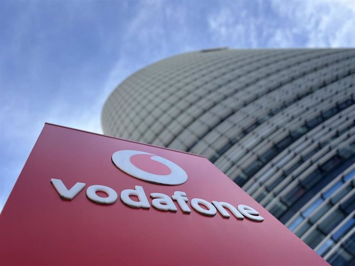 FILED - 29 April 2024, North Rhine-Westphalia, Duesseldorf: The Vodafone logo can be seen on a sign in front of the British telecommunications group's German headquarters. Photo: Wolf von Dewitz/dpa