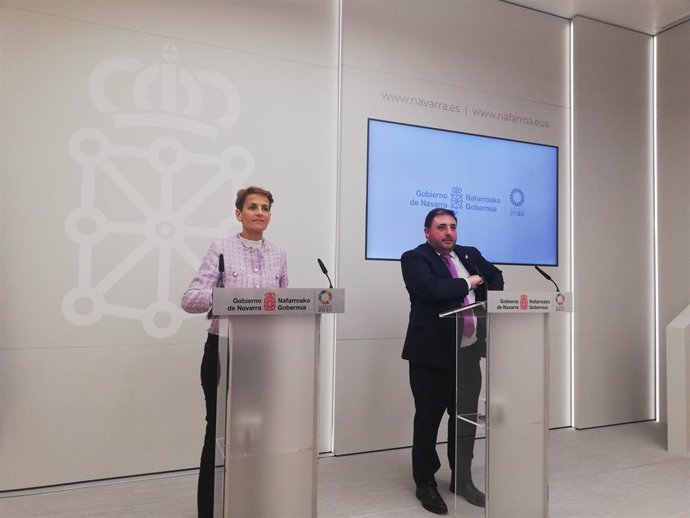 María Chivite y Unai Hualde en su comparecencia.