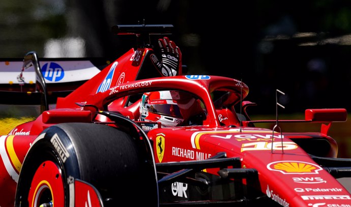 17 May 2024, Italy, Imola: Monacan Formula 1 driver Charles Leclerc of Ferrari in action during a practice session for the Formula One Grand Prix of the Emilia Romagna at the Autodromo Internazionale Enzo e Dino Ferrari racetrack.