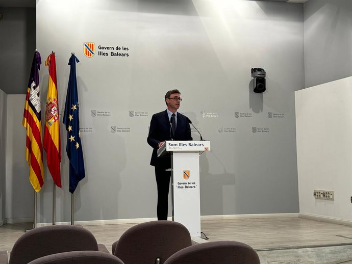 El portavoz del Ejecutivo autonómico, Antoni Costa, en la rueda de prensa posterior al Consell de Govern del 17 de mayo.