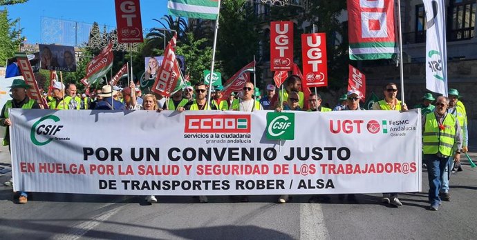 Manifestación de los trabajadores de Rober
