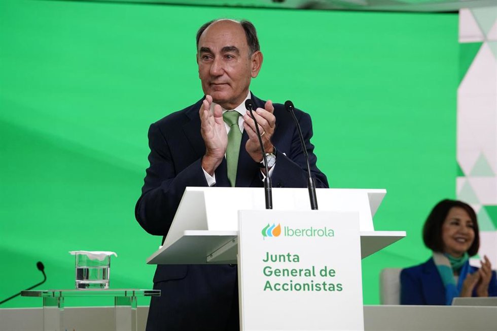 El presidente de Iberdrola, Ignacio Galán, en la Junta de Accionistas en Bilbao