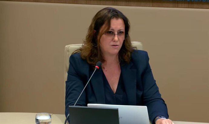 María Dolores Alemanys, trabajadora de la sección de compras del IbSalut, en la Comisión de investigación de las mascarillas en el Parlament.