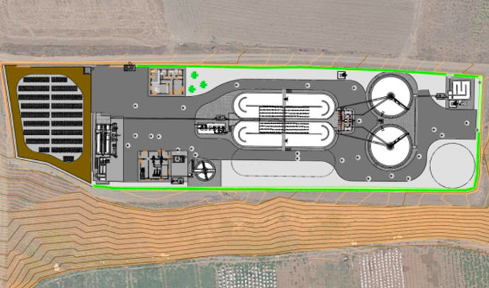 Imagen del plano del proyecto de la EDAR de Cantillana