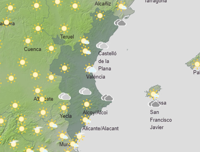 Predicción del tiempo para este sábado 18 de mayo en la Comunitat Valenciana