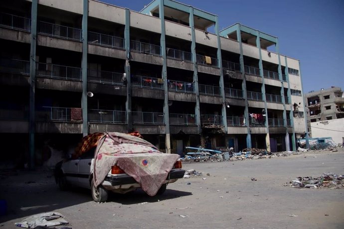 Escuela destruida en Jan Yunis, en la Franja de Gaza