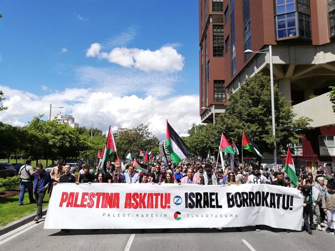 Manifestación en Pamplona en solidaridad con el pueblo palestino.