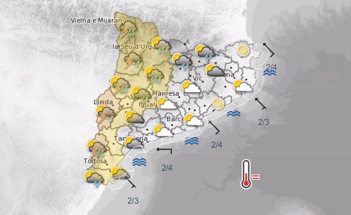 Predicció de precipitacions del Meteocat per a la tarda del 19 de maig a Catalunya