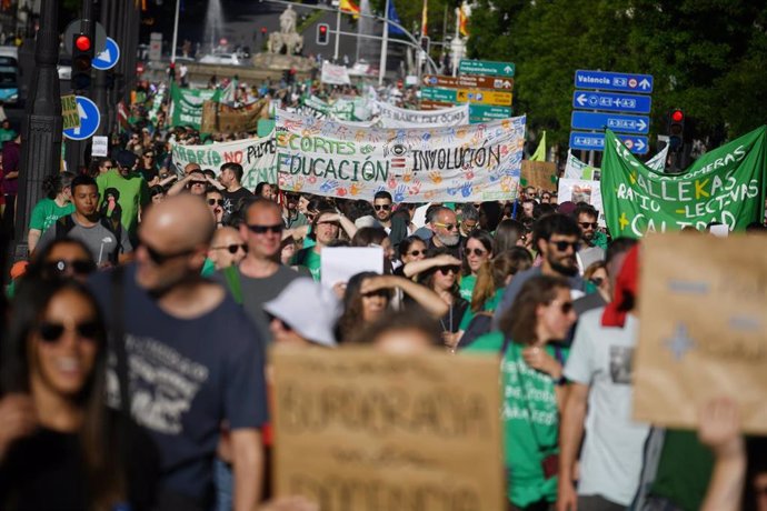 Manifestación por la defensa de la educación pública el pasado 8 de mayo, durante la primera de las dos jornadas de huelga en la educación pública madrileña.