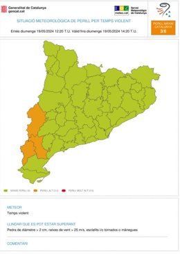 Mapa publicado por Meteocat en la red social 'X'