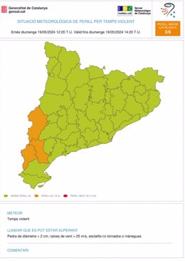 Mapa publicat per Meteocat a X