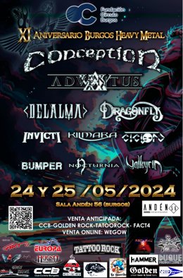 Cartel del XI aniversario de la asociación Burgos Heavy Metal.