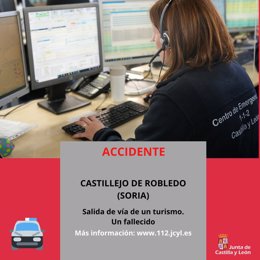 Gráfico elaborado por el 112 con datos del accidente en Castillejo de Robledo (Soria)