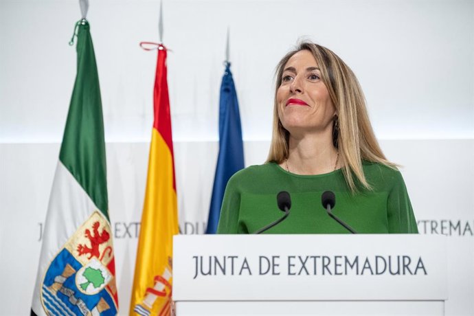Archivo - Arxiu - Imatge d'arxiu de la presidenta de la Junta d'Extremadura, María Guardiola