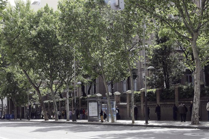 Archivo - Decenas de personas esperan en la cola a las puertas del Comedor Social María Inmaculada de la capital para recoger alimentos