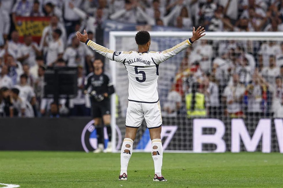 Jude Bellingham celebra un gol con el Real Madrid