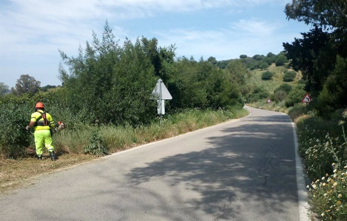 Tareas de desbroce en carreteras andaluzas.