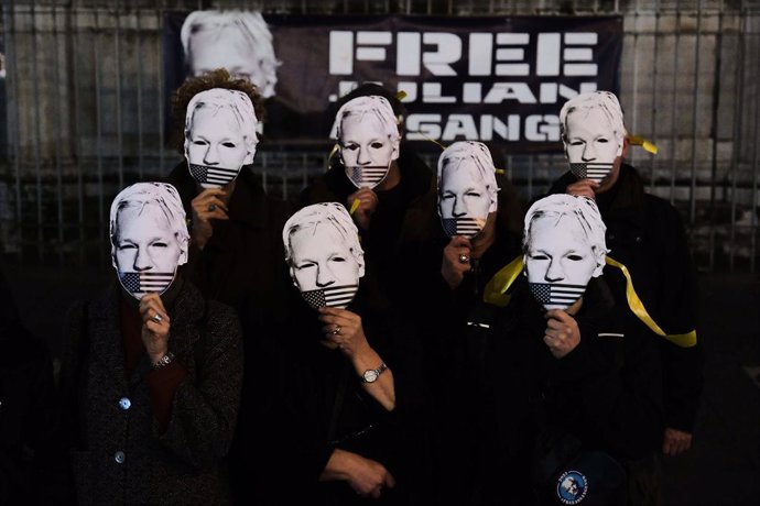 Archivo - Manifestació en suport a Julian Assange