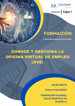 Cartel de la jornada sobre la Ofici Viartual de Empleo en la Fundación Cajasol de Huelva.