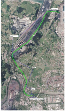 Propuesta del PP alternativa al vial de Jove para la conexión al puerto gijonés de El Musel.