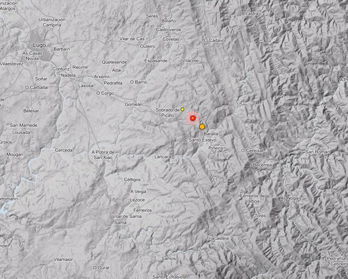 Tres terremotos registrados en el municipio lucense de Baralla, en la mañana del 20 de mayo de 2024.