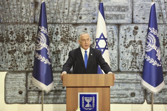 Archivo - JERUSALEM, Nov. 13, 2022  -- Former Israeli Prime Minister and leader of the Likud party Benjamin Netanyahu speaks before receiving the mandate from Israeli President Isaac Herzog to form a new government at the President's Residence in Jerusale