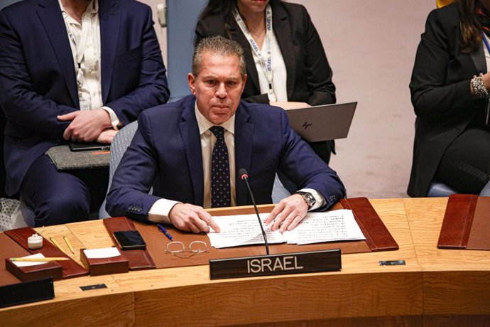 Archivo - January 23, 2024, New York, New York, United States: Permanent Representative of Israel to the UN, GILAD ERDAN, speaks in the Security Council Chamber on a talk about the War in Gaza.