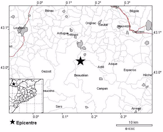 Terremoto de magnitud 4,1 registrado en Francia y percibido en comarcas de Lleida.